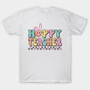 Retro Happy Teacher Easter Bunny Family Matching T-Shirt